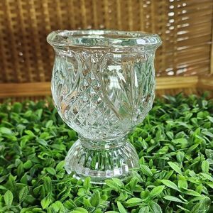 Vintage 80's Tulip Shape Faceted Glass Avon Votive/Taper Candle Holder